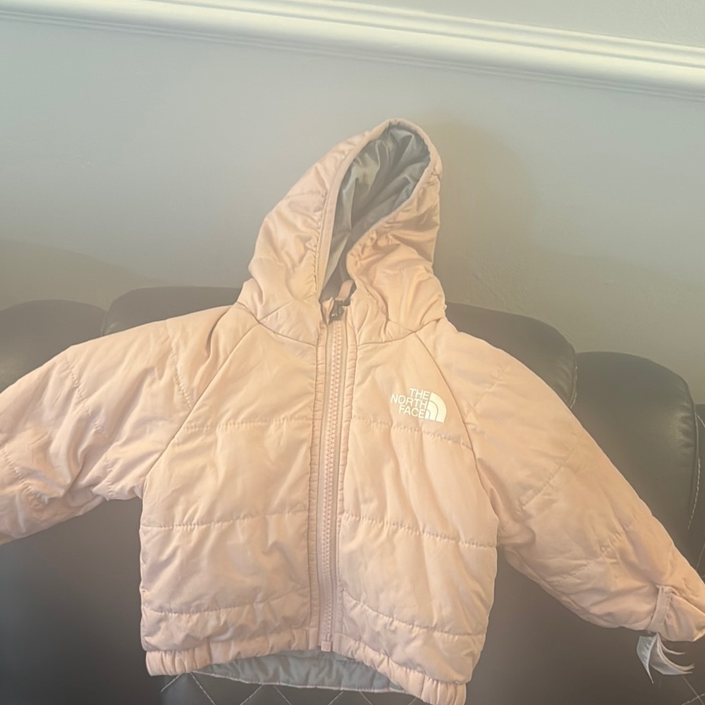 The North Face Gray and Pink Hooded Jacket